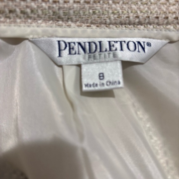 PENDLETON Sz 6 Jacket Sz 8 Skirt Suit Lined Tweed Hook Closure Shoulder Pads - Picture 8 of 15
